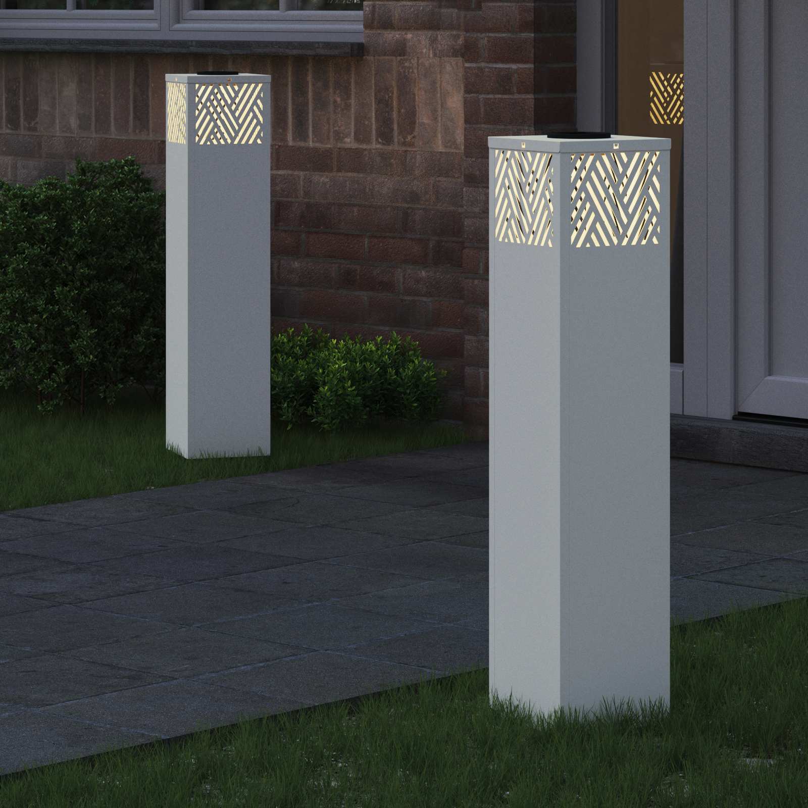 VidaXL Solar-LED-Wegeleuchte 2 Stück weiß kaltgewalzter Stahl