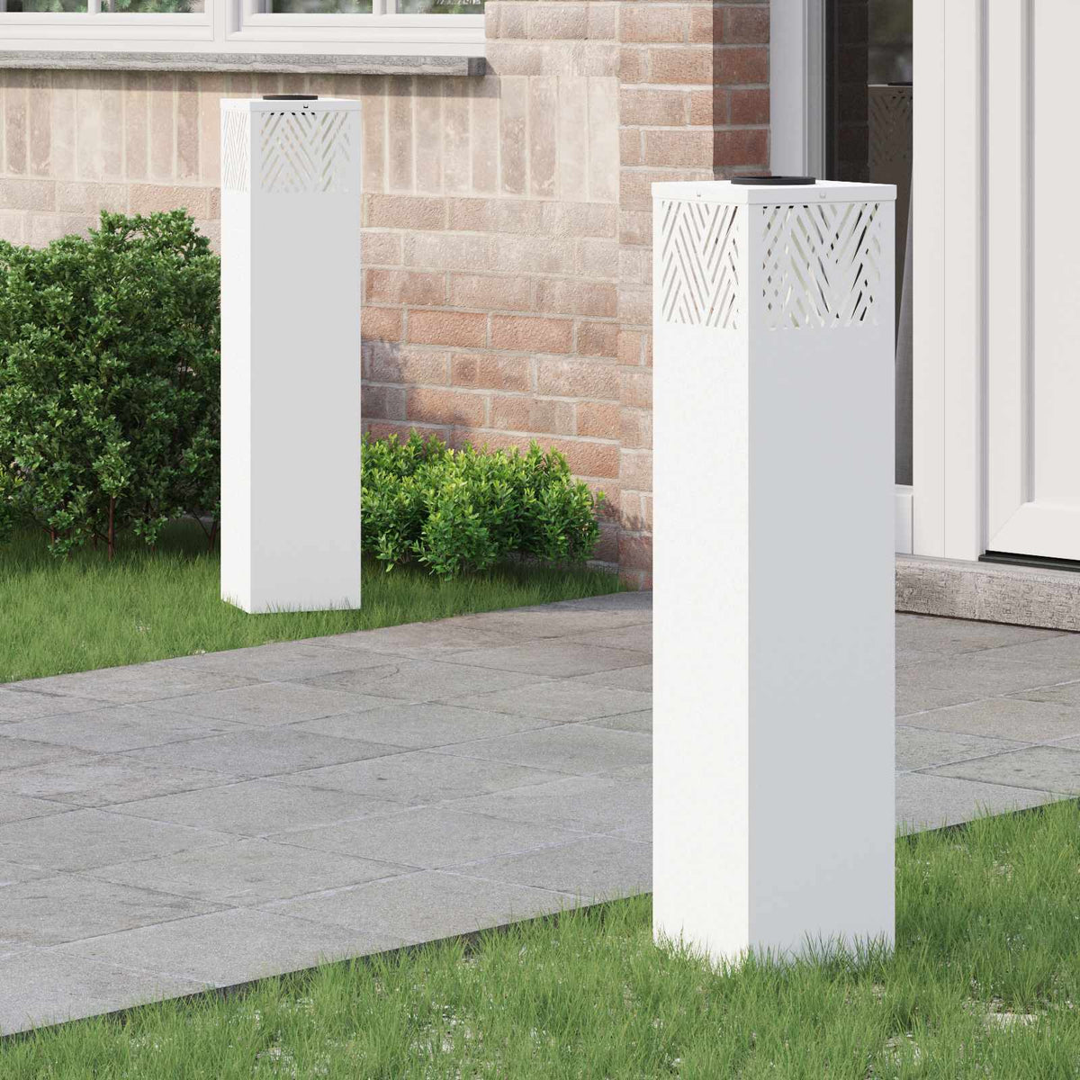 VidaXL Solar-LED-Wegeleuchte 2 Stück weiß kaltgewalzter Stahl