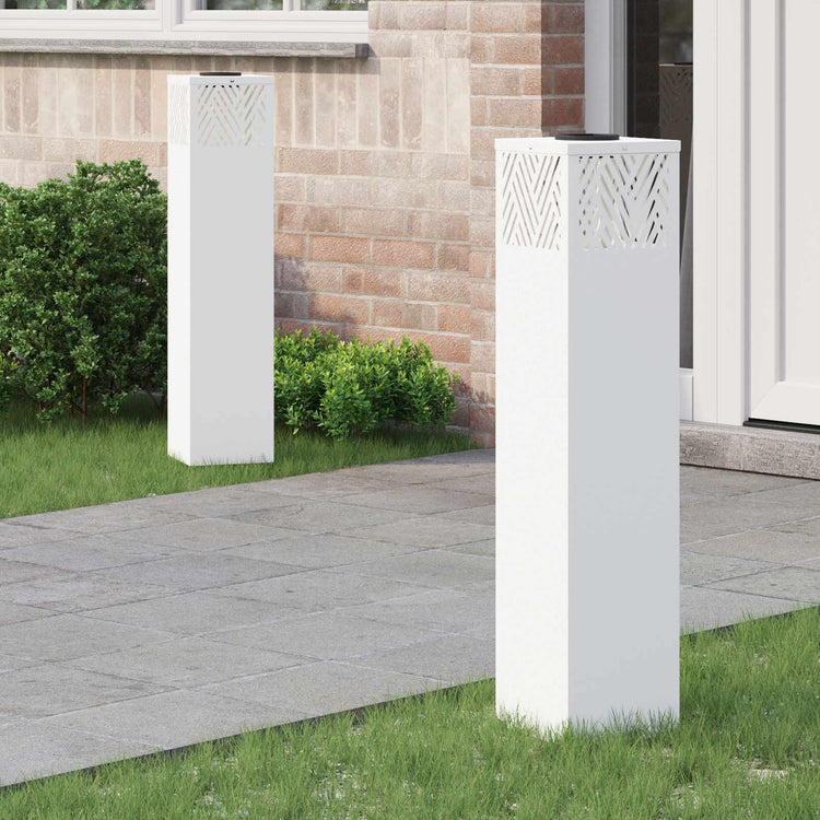 VidaXL Solar-LED-Wegeleuchte 2 Stück weiß kaltgewalzter Stahl
