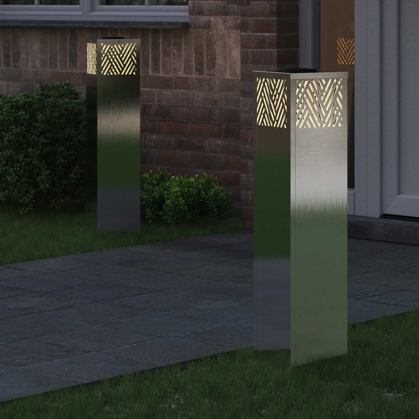 VidaXL Solar-LED-Wegeleuchte 2 Stk. Silber Edelstahl