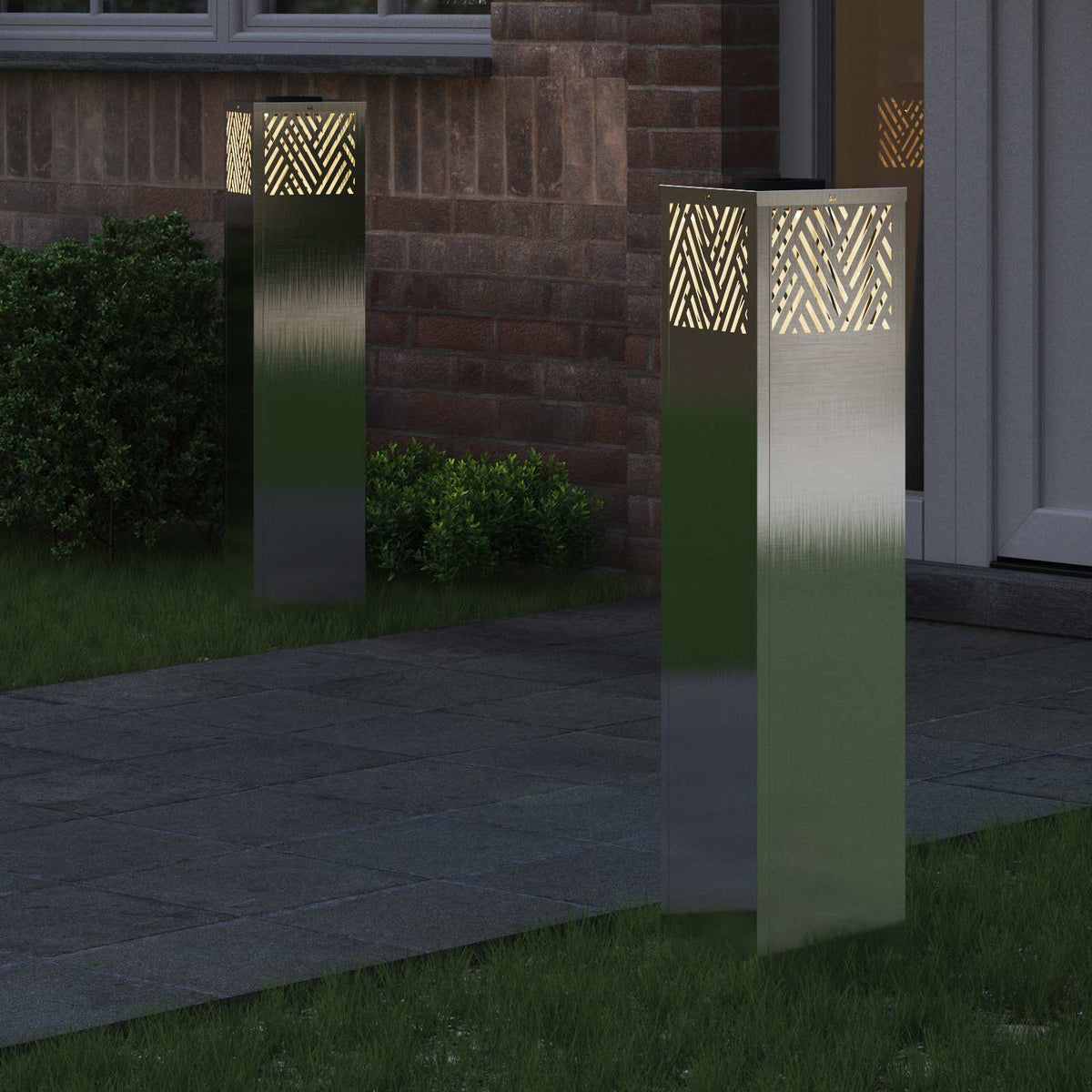 VidaXL Solar-LED-Wegeleuchte 2 Stk. Silber Edelstahl