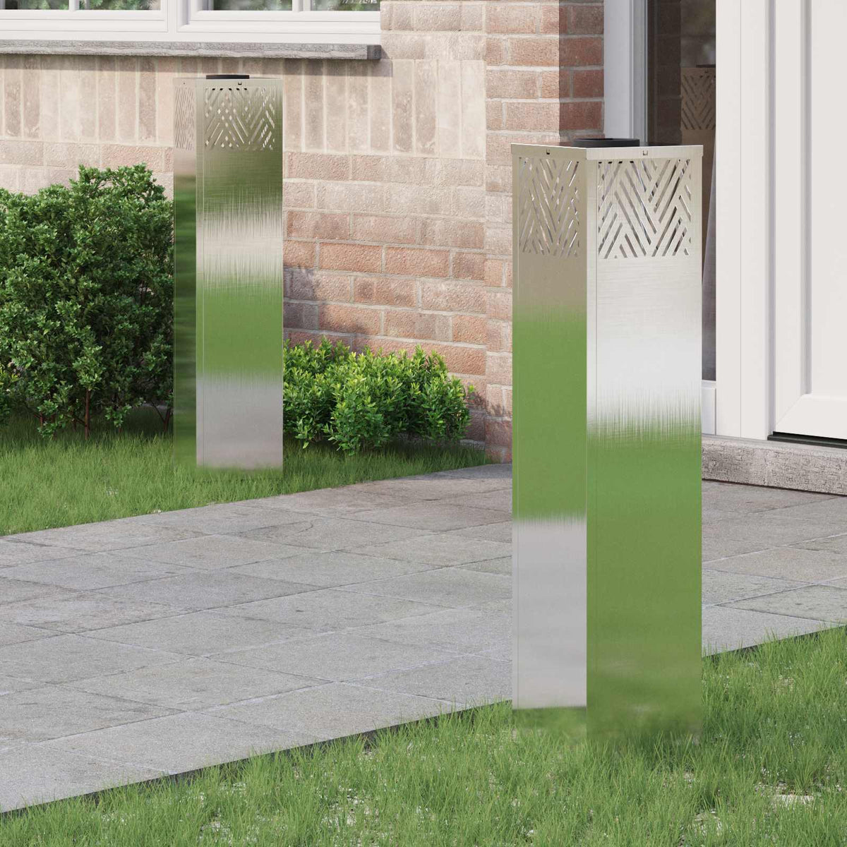 VidaXL Solar-LED-Wegeleuchte 2 Stk. Silber Edelstahl