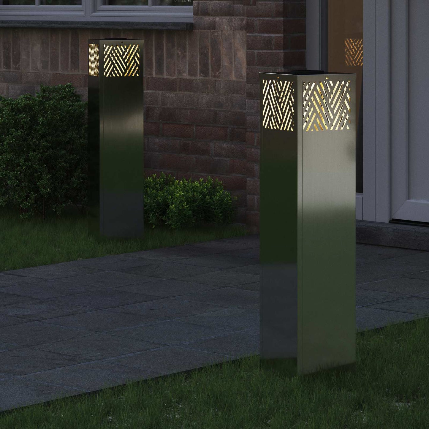 VidaXL Solar-LED-Wegeleuchte 2 Stk. Silber verzinkt