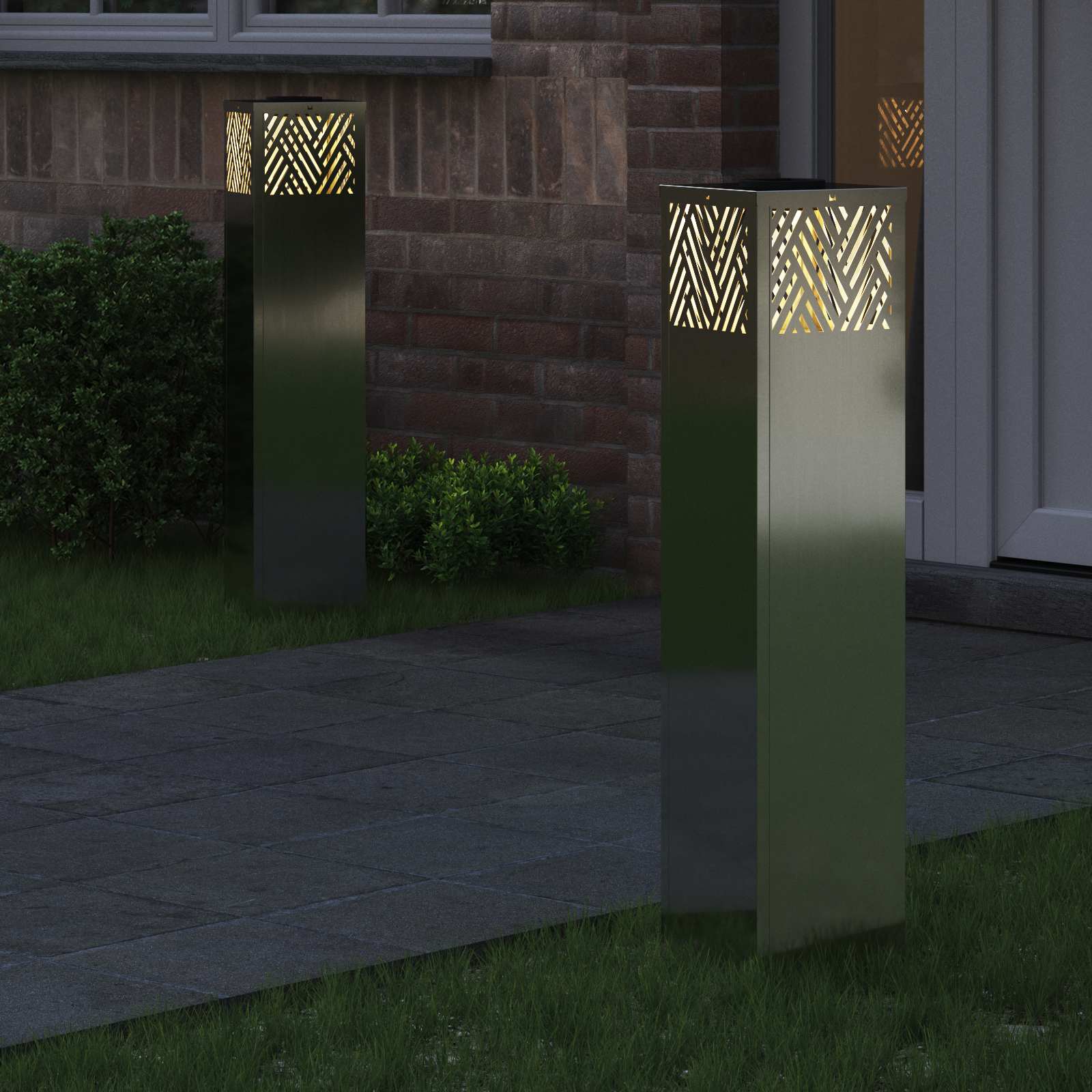 VidaXL Solar-LED-Wegeleuchte 2 Stk. Silber verzinkt