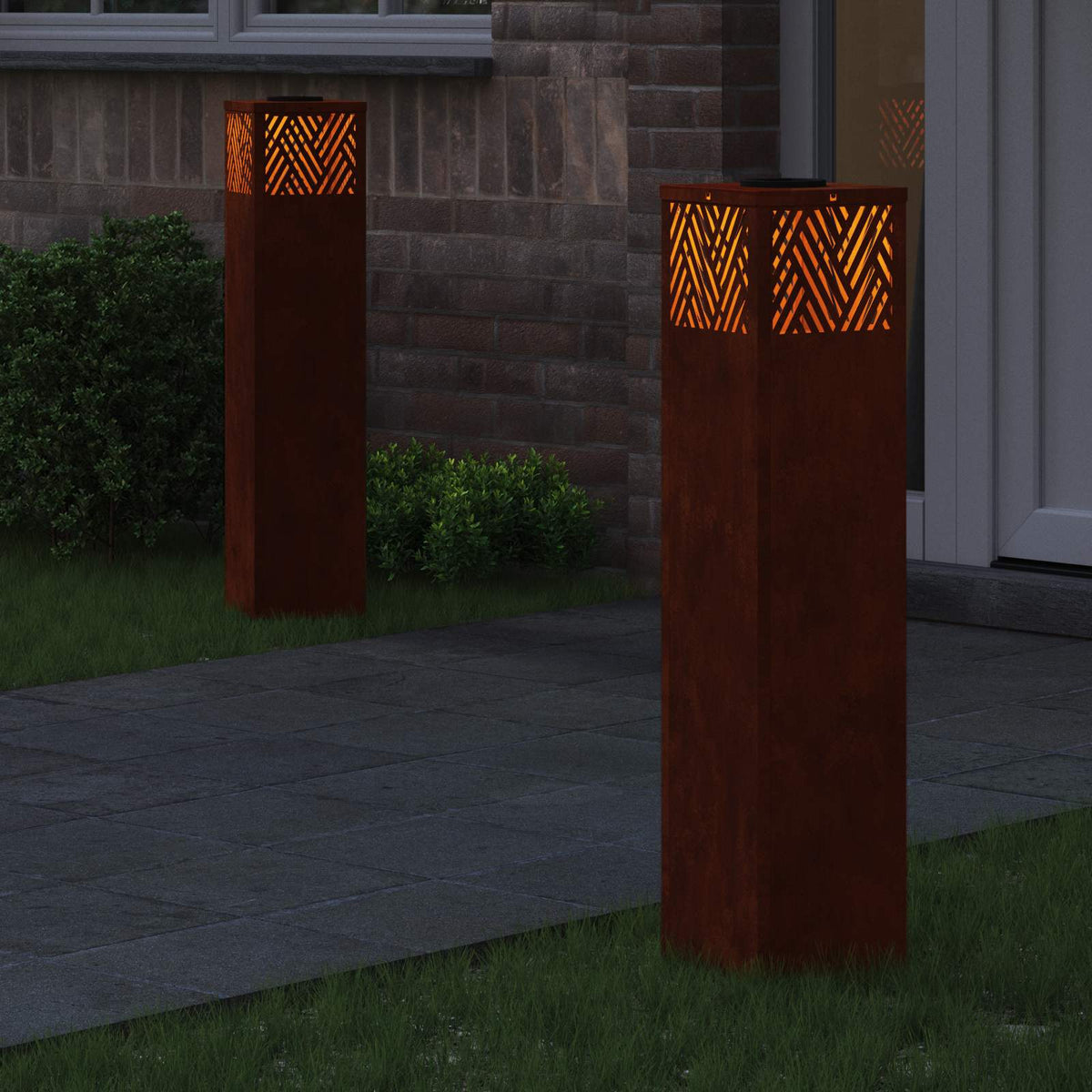 VidaXL Solar-LED-Wegeleuchte 2 Stück bronzefarbener Cortenstahl
