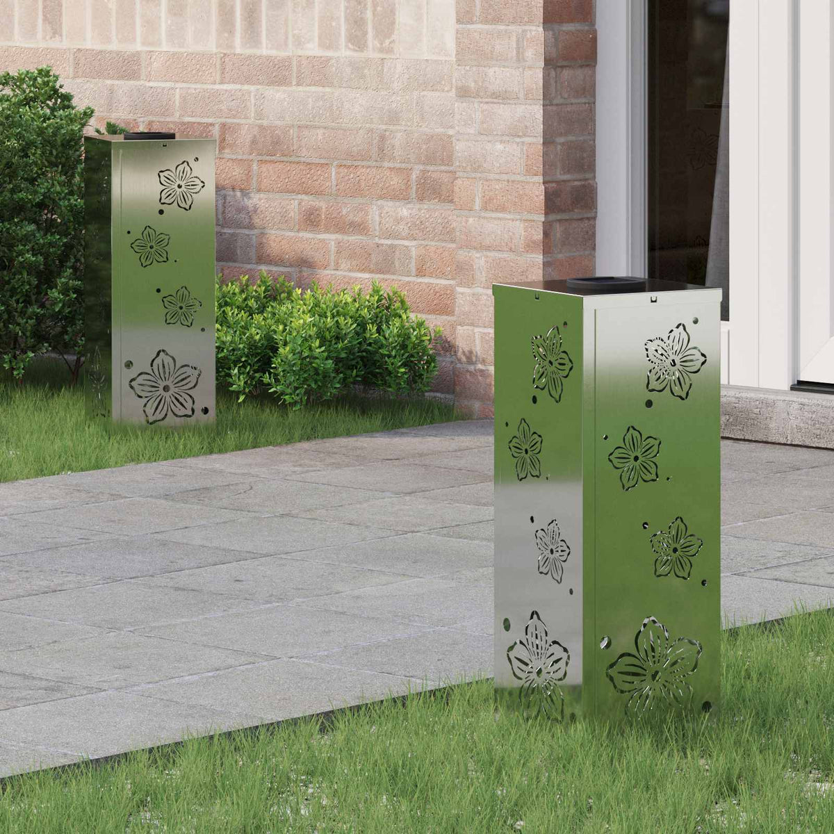 VidaXL Solar-LED-Wegeleuchte 2 Stk. Silber verzinkter Stahl