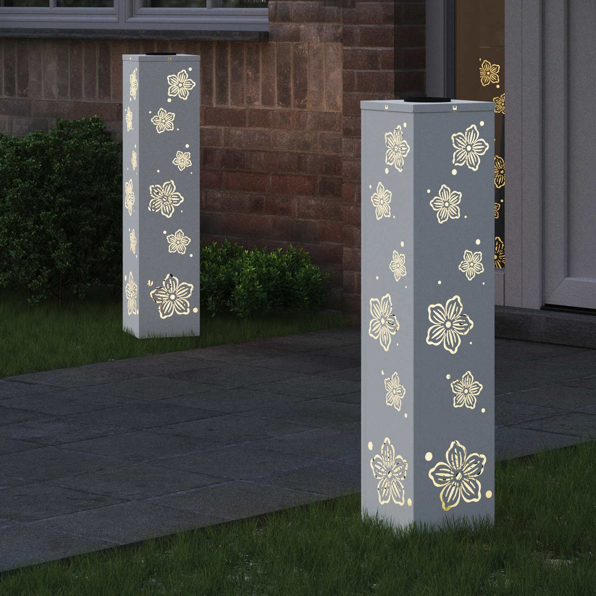 VidaXL Solar-LED-Wegeleuchte 2 Stück weiß kaltgewalzter Stahl