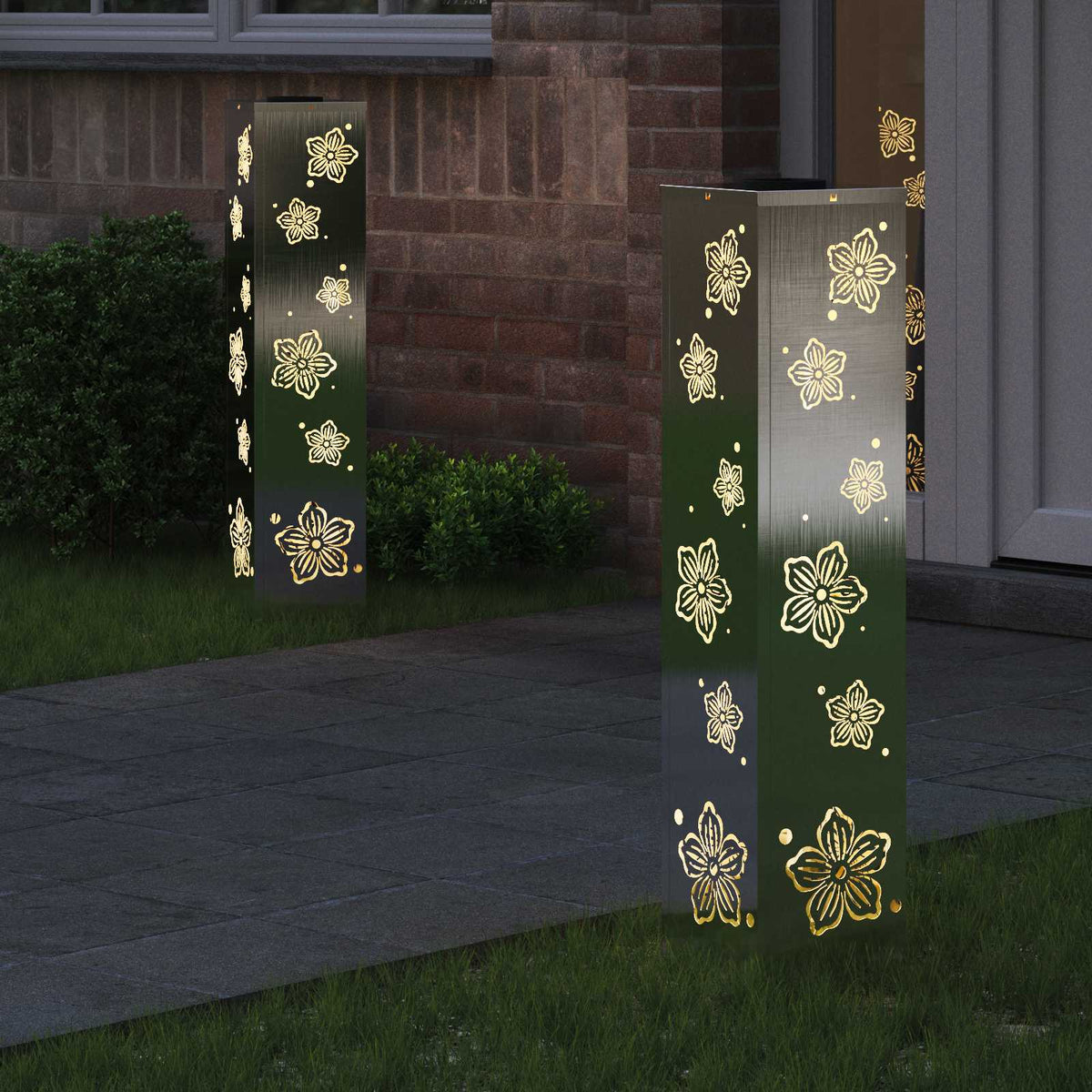 VidaXL Solar-LED-Wegeleuchte 2 Stk. Silber Edelstahl