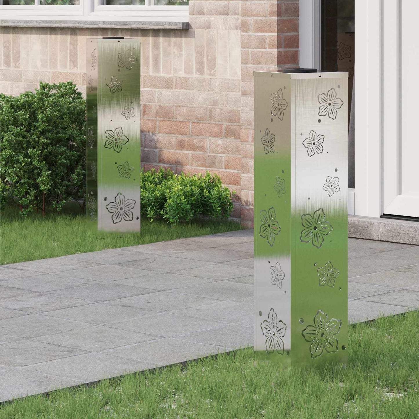 VidaXL Solar-LED-Wegeleuchte 2 Stk. Silber Edelstahl