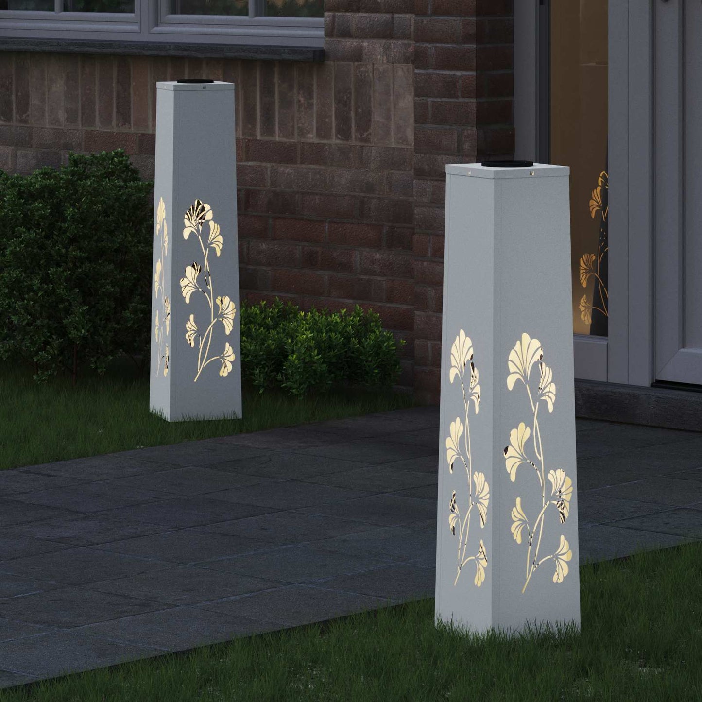 VidaXL Solar-LED-Wegeleuchte 2 Stück weiß kaltgewalzter Stahl