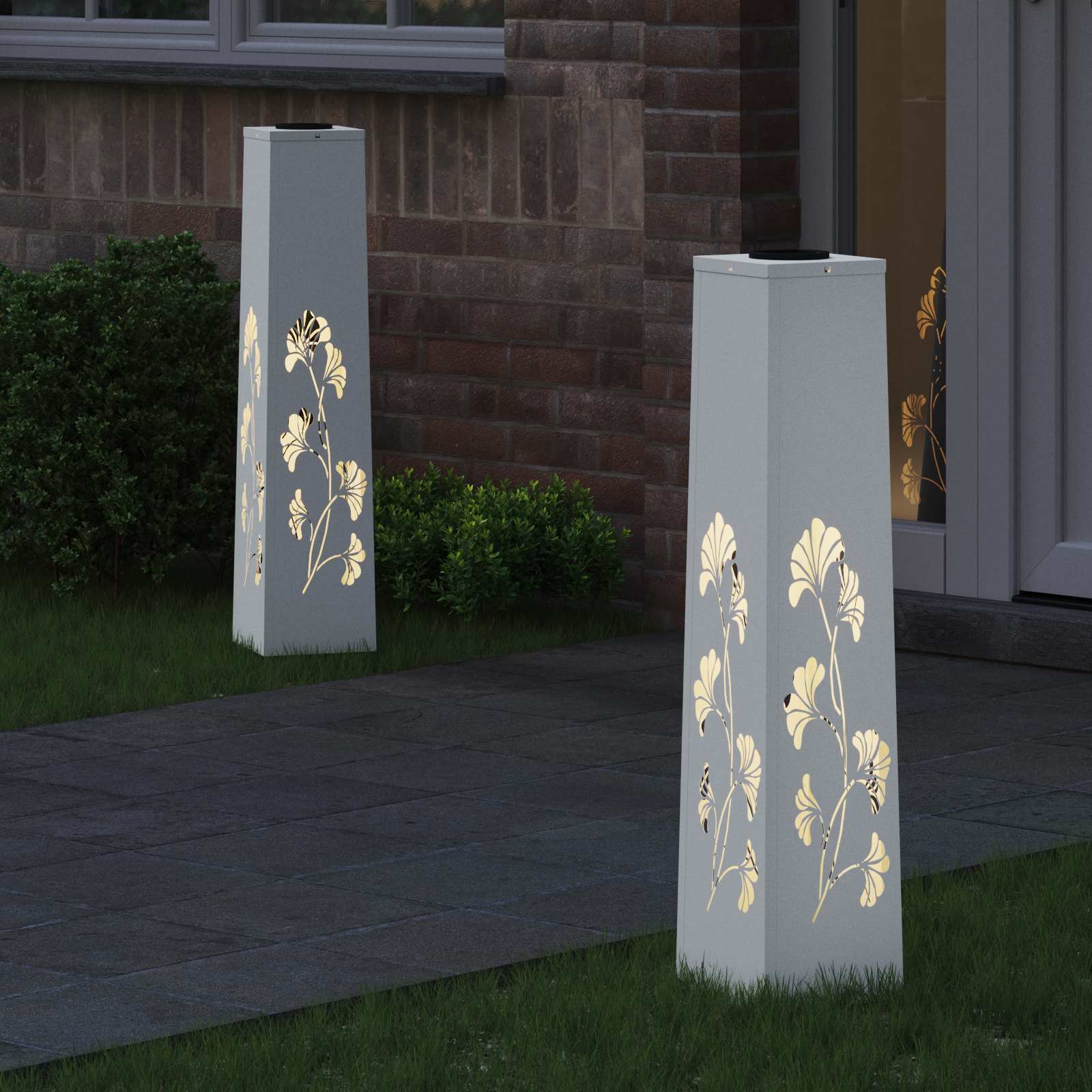 VidaXL Solar-LED-Wegeleuchte 2 Stück weiß kaltgewalzter Stahl