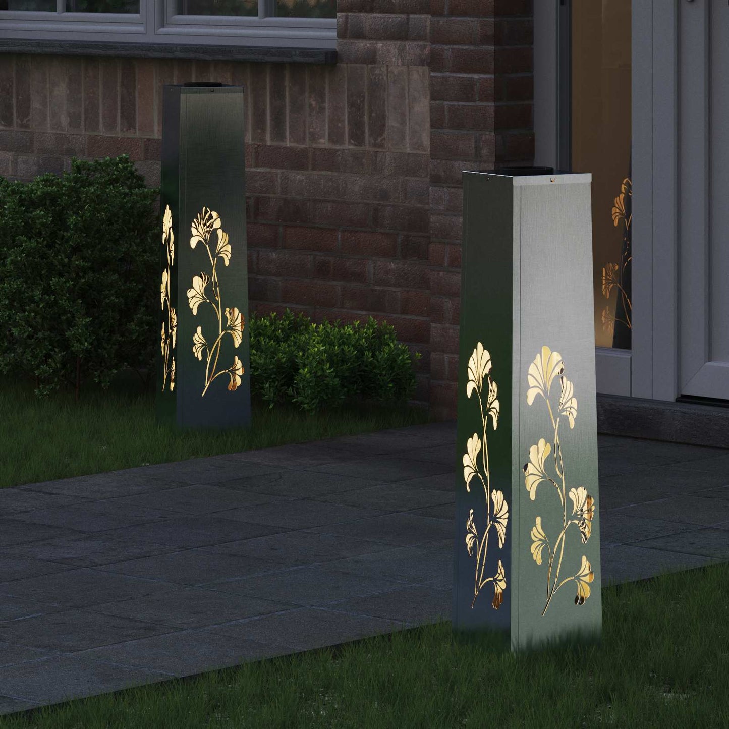 VidaXL Solar-LED-Wegeleuchte 2 Stk. Silber Edelstahl