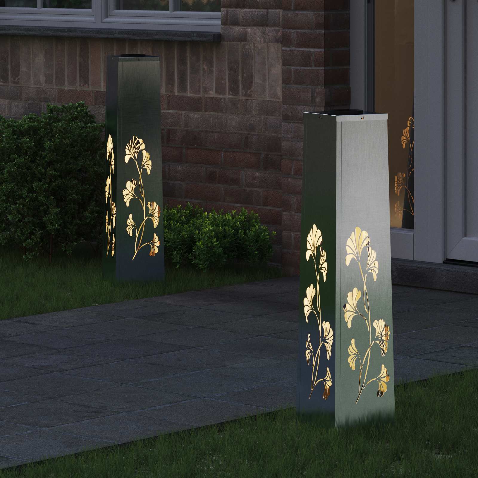 VidaXL Solar-LED-Wegeleuchte 2 Stk. Silber Edelstahl