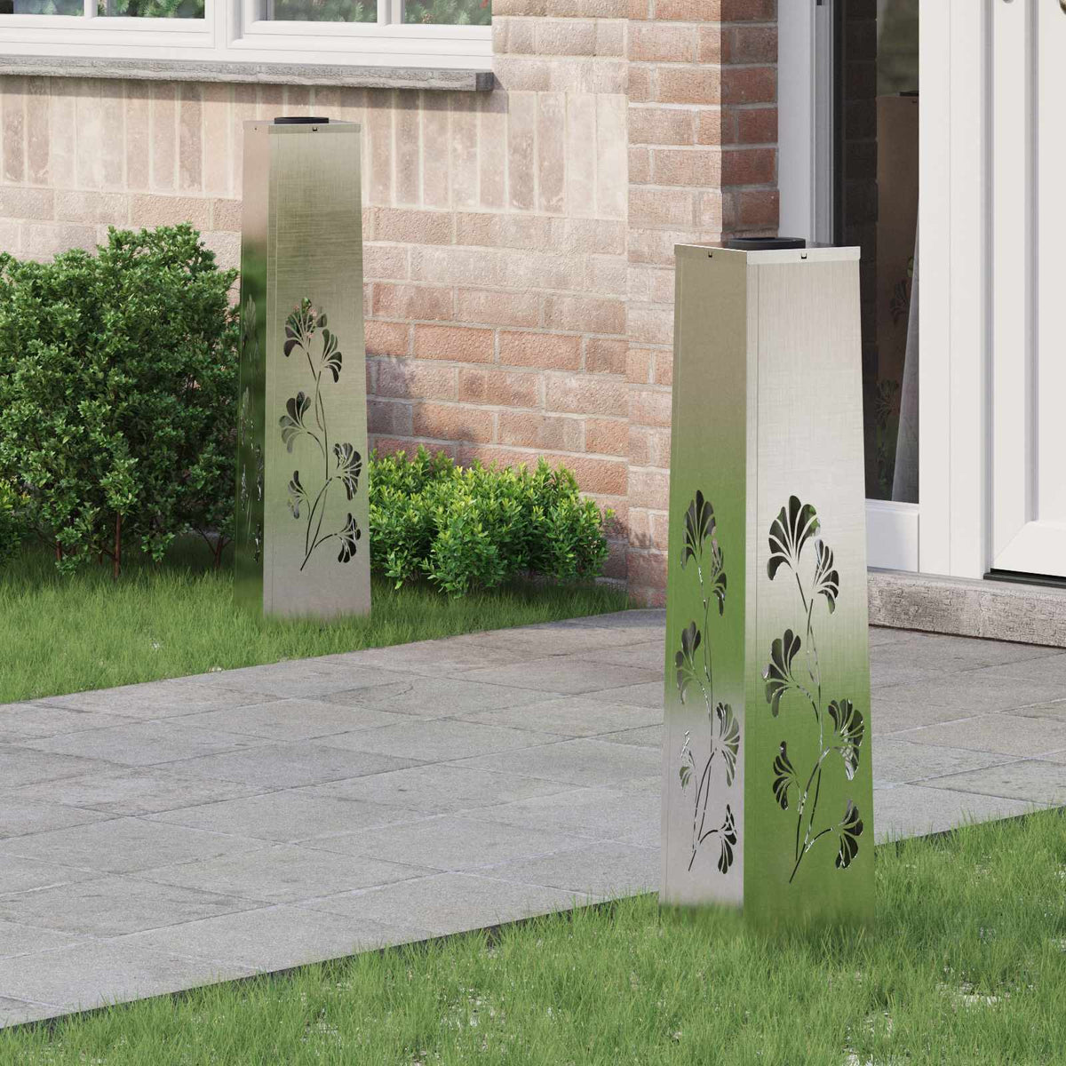 VidaXL Solar-LED-Wegeleuchte 2 Stk. Silber Edelstahl