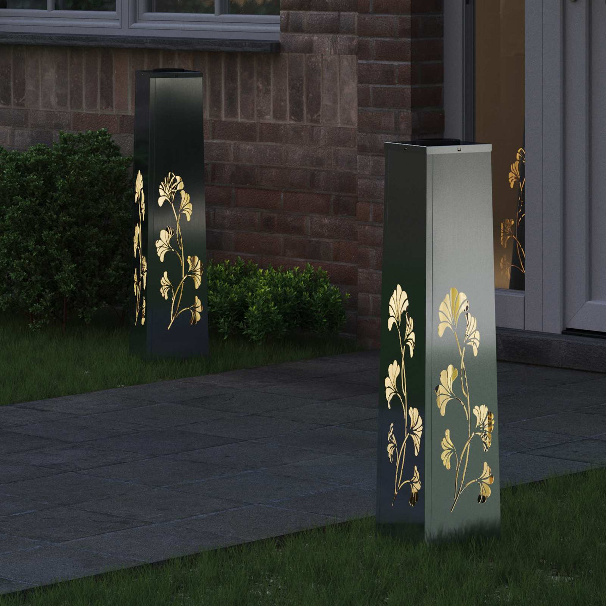 VidaXL Solar-LED-Wegeleuchte 2 Stk. Silber verzinkter Stahl