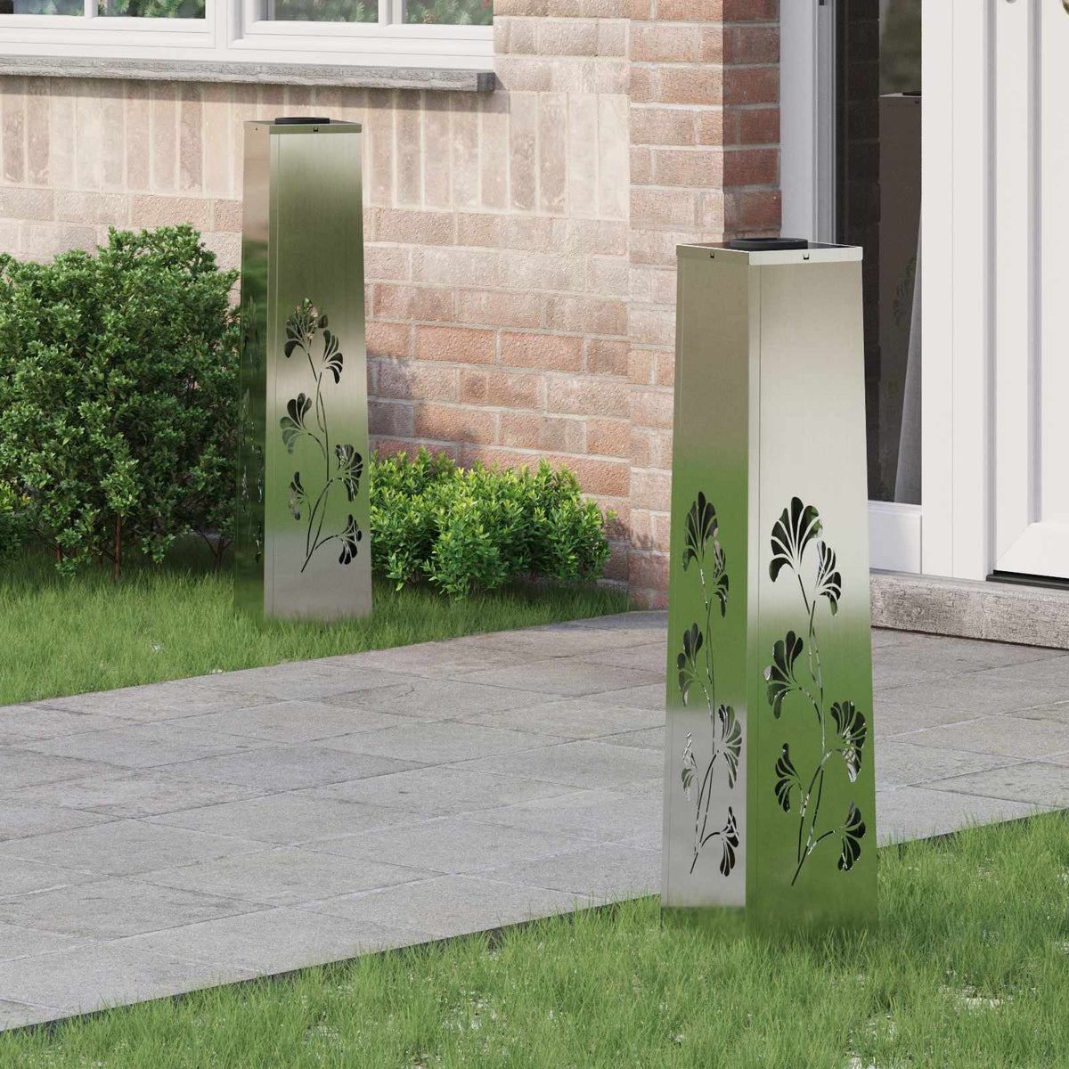 VidaXL Solar-LED-Wegeleuchte 2 Stk. Silber verzinkter Stahl