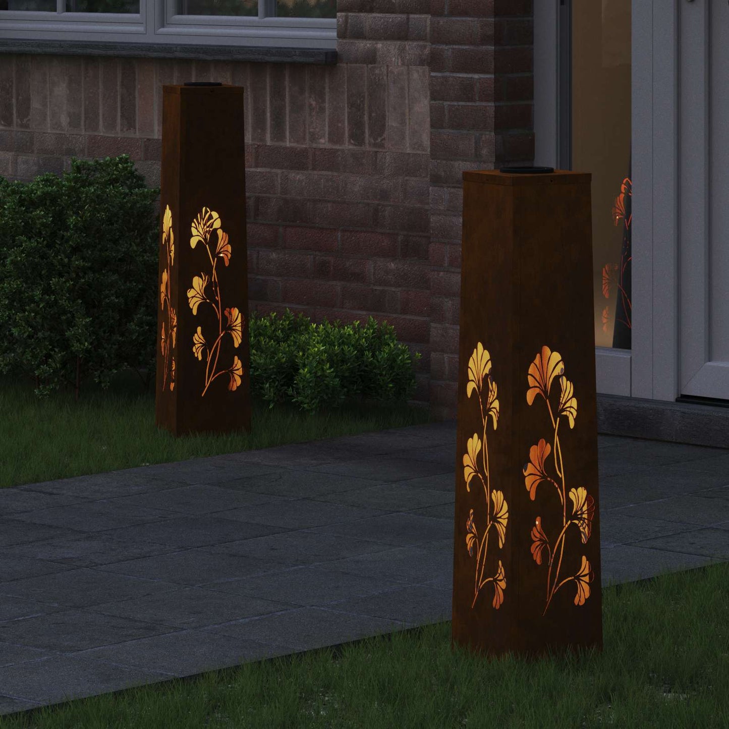 VidaXL Solar-LED-Wegeleuchte 2 Stück rostiger Cortenstahl