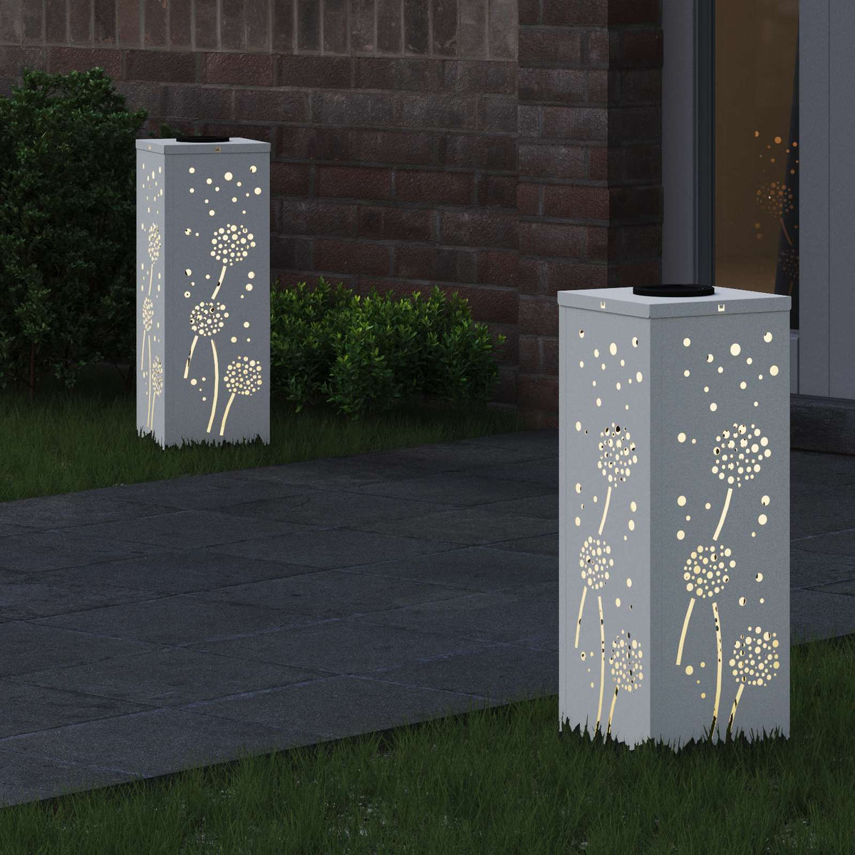 VidaXL Solar-LED-Wegeleuchte 2 Stück weiß kaltgewalzter Stahl