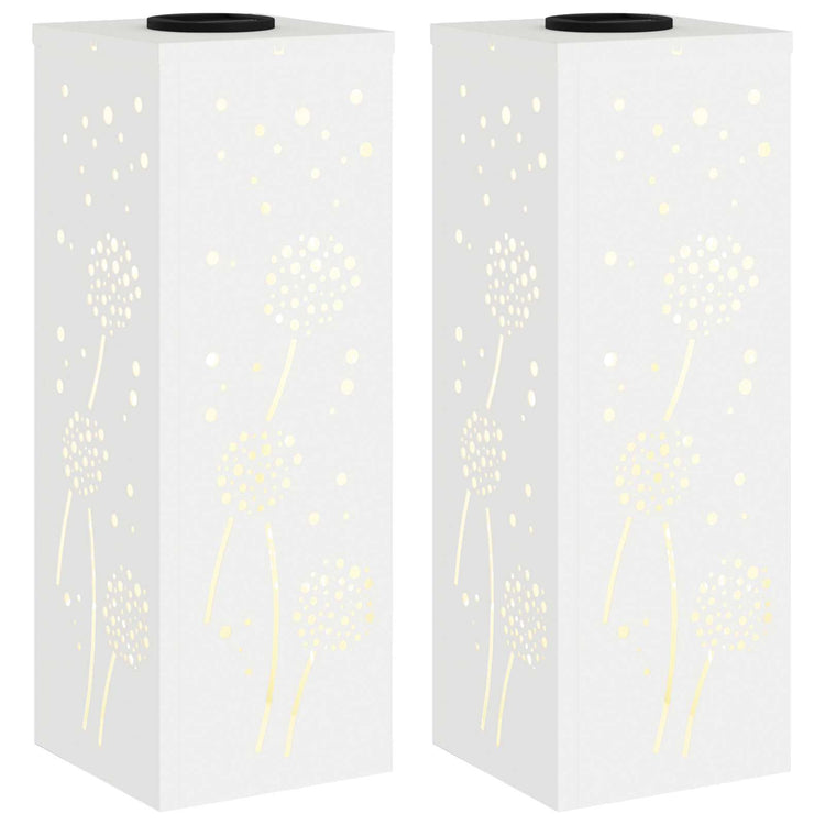 VidaXL Solar-LED-Wegeleuchte 2 Stück weiß kaltgewalzter Stahl