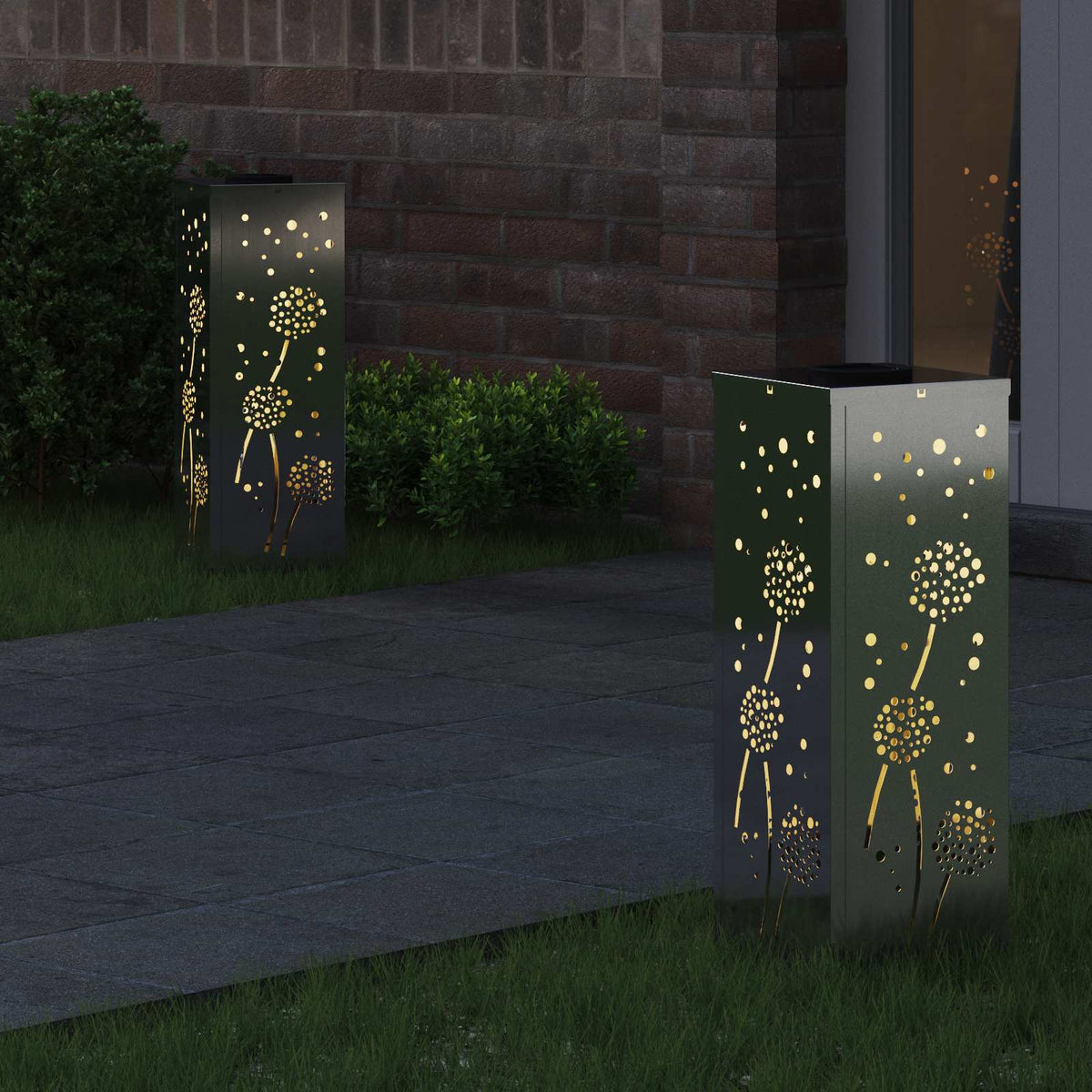 VidaXL Solar-LED-Wegeleuchte 2 Stk. Silber verzinkter Stahl
