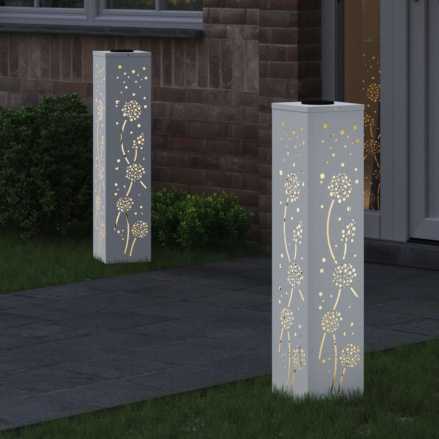 VidaXL Solar-LED-Wegeleuchte 2 Stück weiß kaltgewalzter Stahl