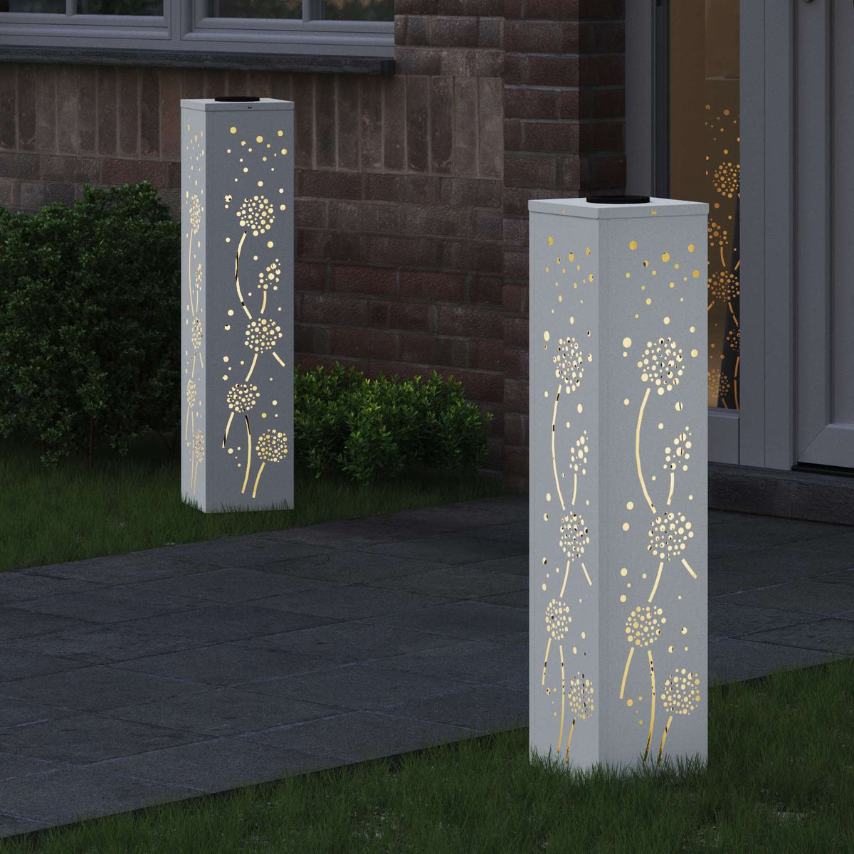 VidaXL Solar-LED-Wegeleuchte 2 Stück weiß kaltgewalzter Stahl