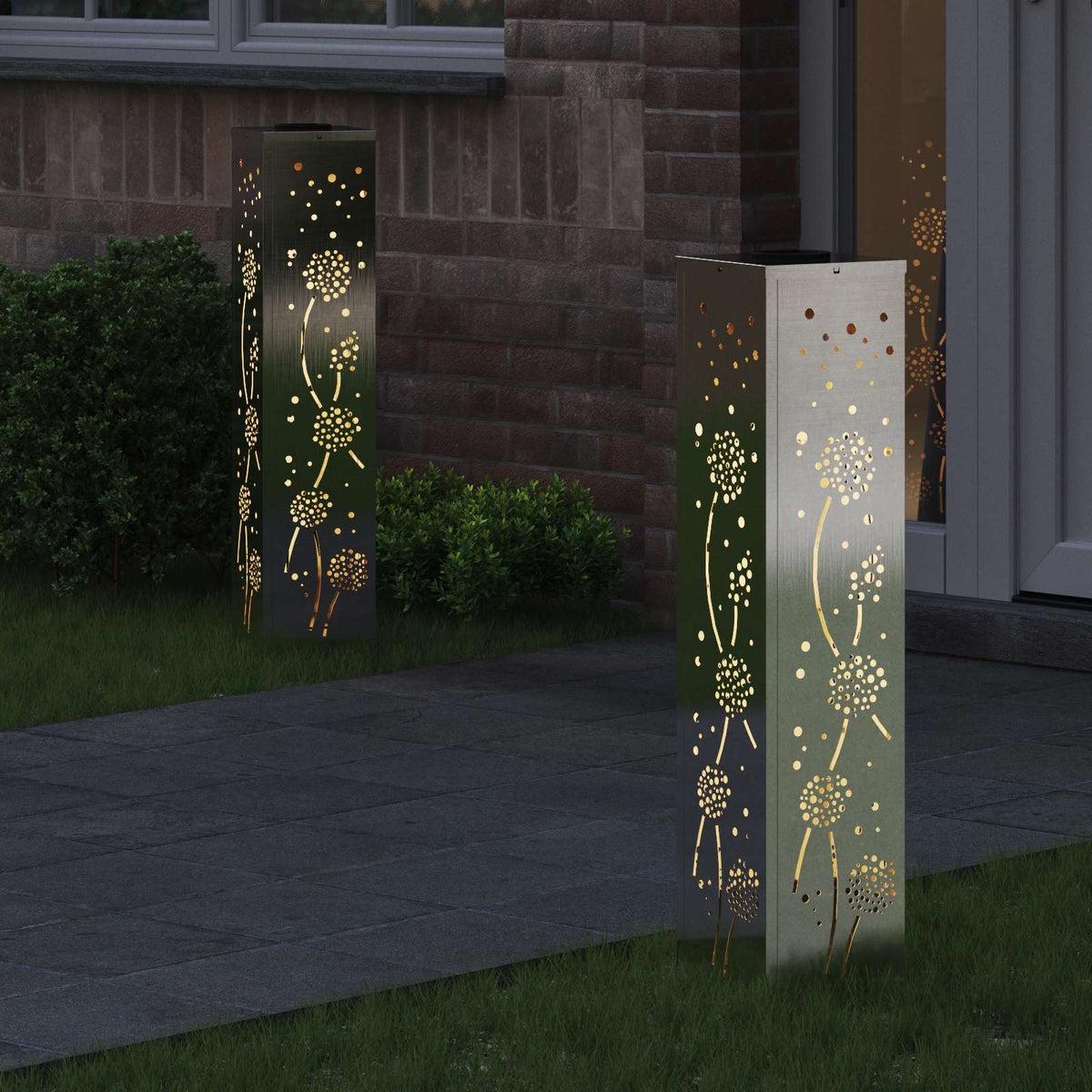 VidaXL Solar-LED-Wegeleuchte 2 Stk. Silber Edelstahl