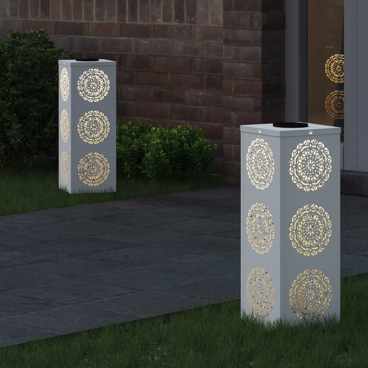 VidaXL Solar-LED-Wegeleuchte 2 Stück weiß kaltgewalzter Stahl