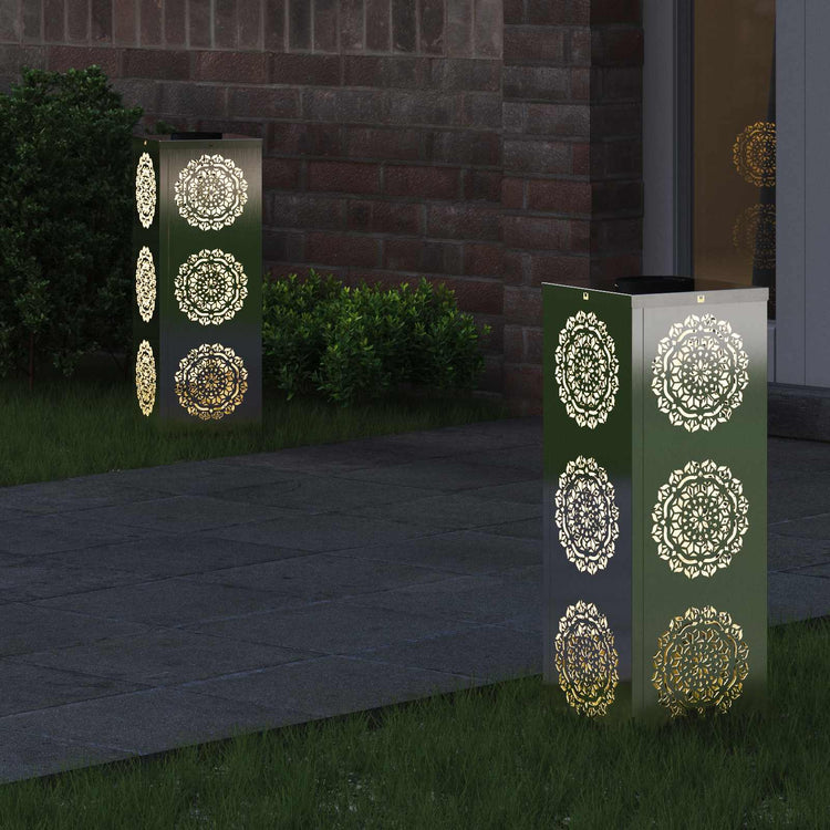 VidaXL Solar-LED-Wegeleuchte 2 Stk. Silber Edelstahl