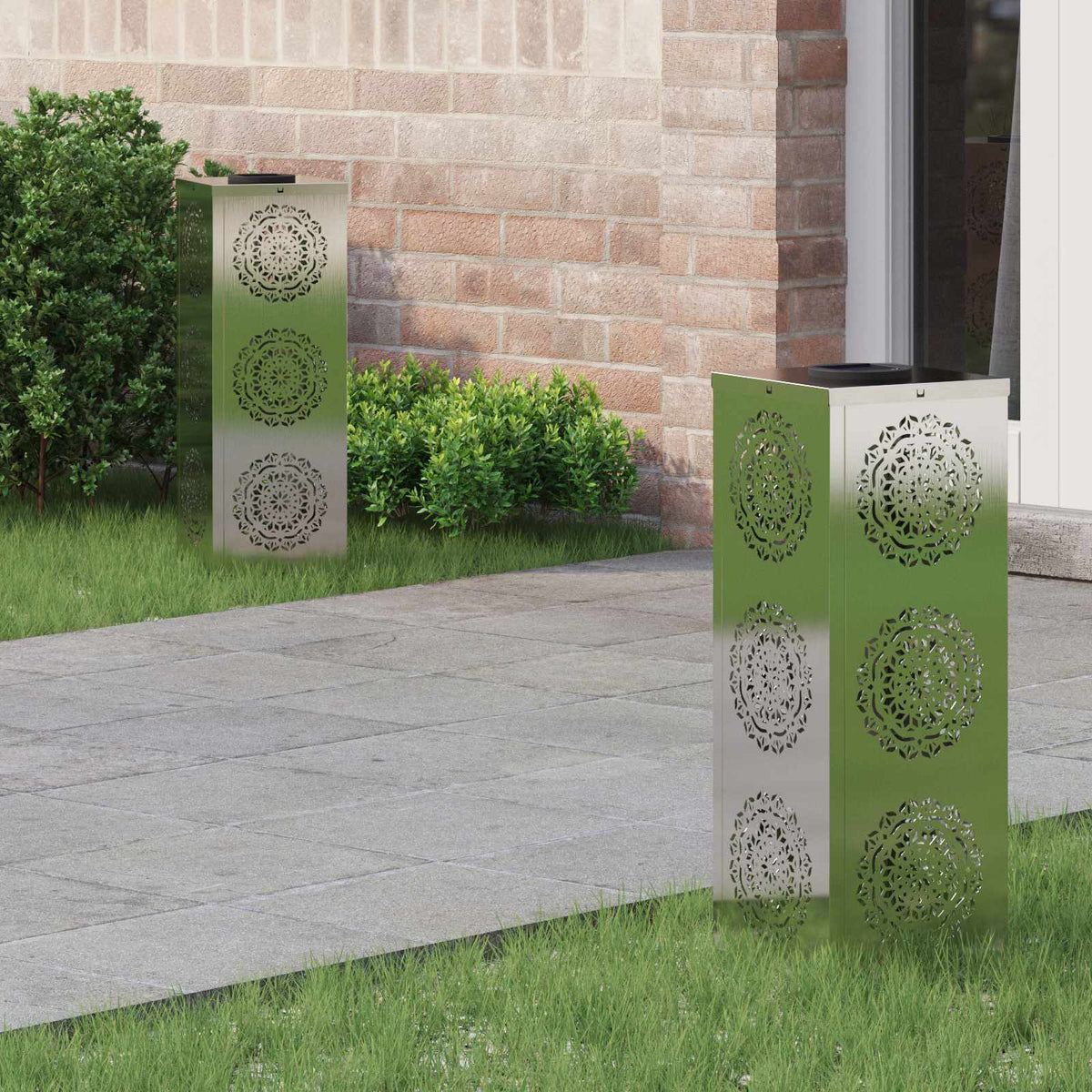 VidaXL Solar-LED-Wegeleuchte 2 Stk. Silber Edelstahl