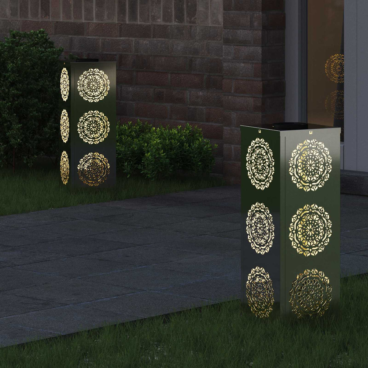 VidaXL Solar-LED-Wegeleuchte 2 Stk. Silber verzinkter Stahl