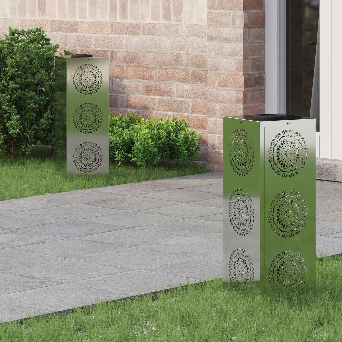 VidaXL Solar-LED-Wegeleuchte 2 Stk. Silber verzinkter Stahl
