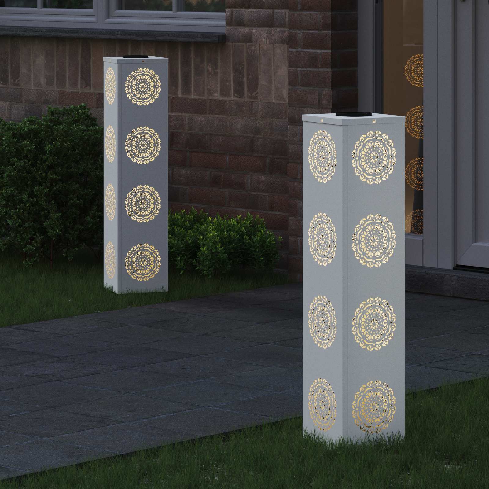 VidaXL Solar-LED-Wegeleuchte 2 Stück weiß kaltgewalzter Stahl