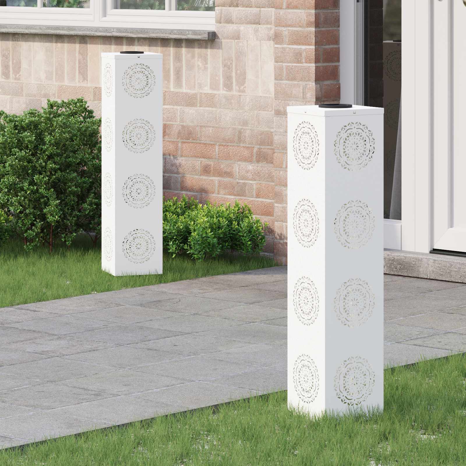 VidaXL Solar-LED-Wegeleuchte 2 Stück weiß kaltgewalzter Stahl