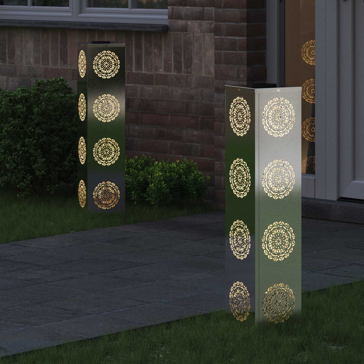 VidaXL Solar-LED-Wegeleuchte 2 Stk. Silber Edelstahl