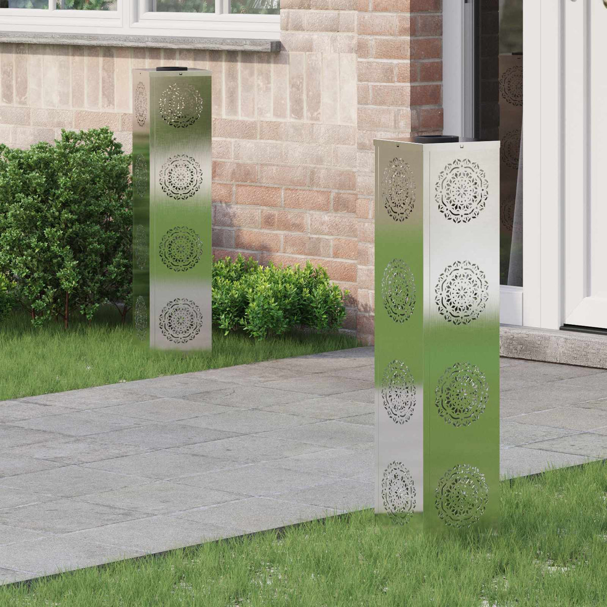 VidaXL Solar-LED-Wegeleuchte 2 Stk. Silber Edelstahl
