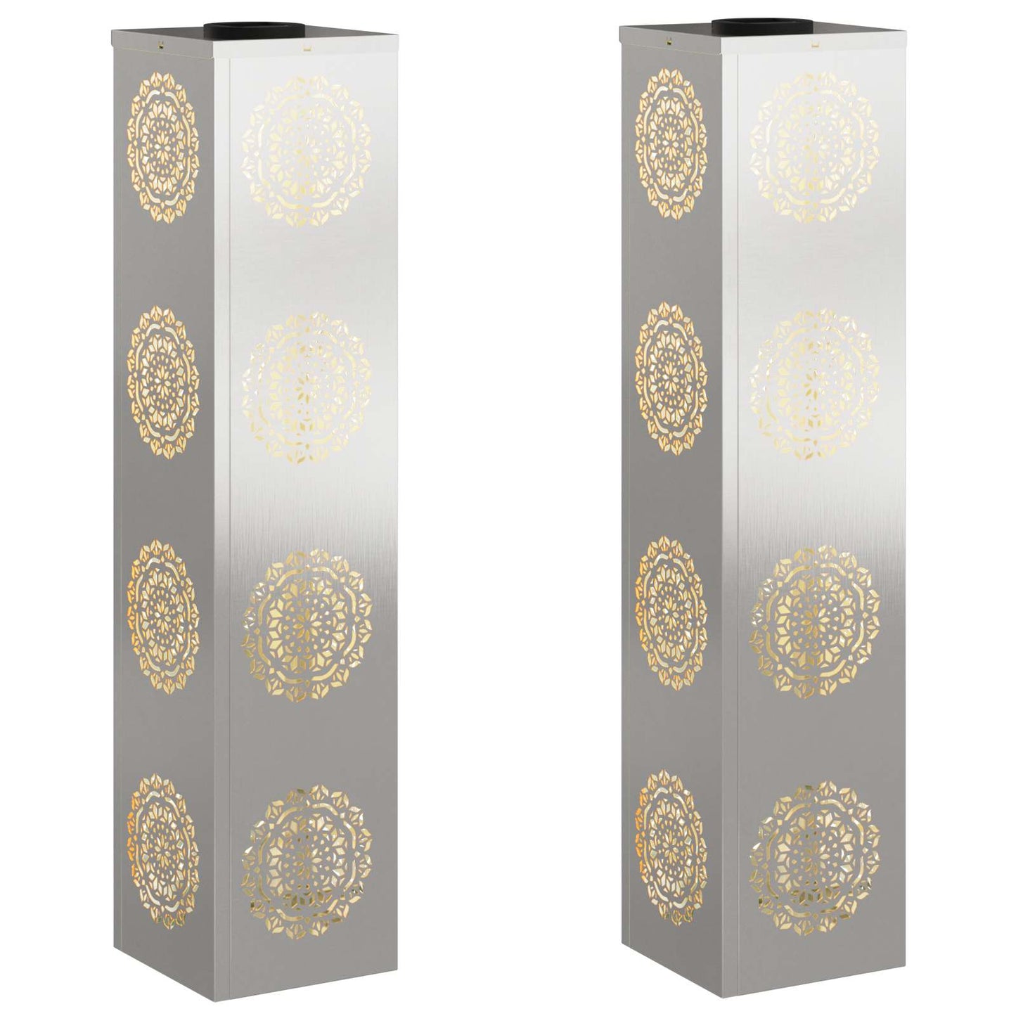 VidaXL Solar-LED-Wegeleuchte 2 Stk. Silber Edelstahl