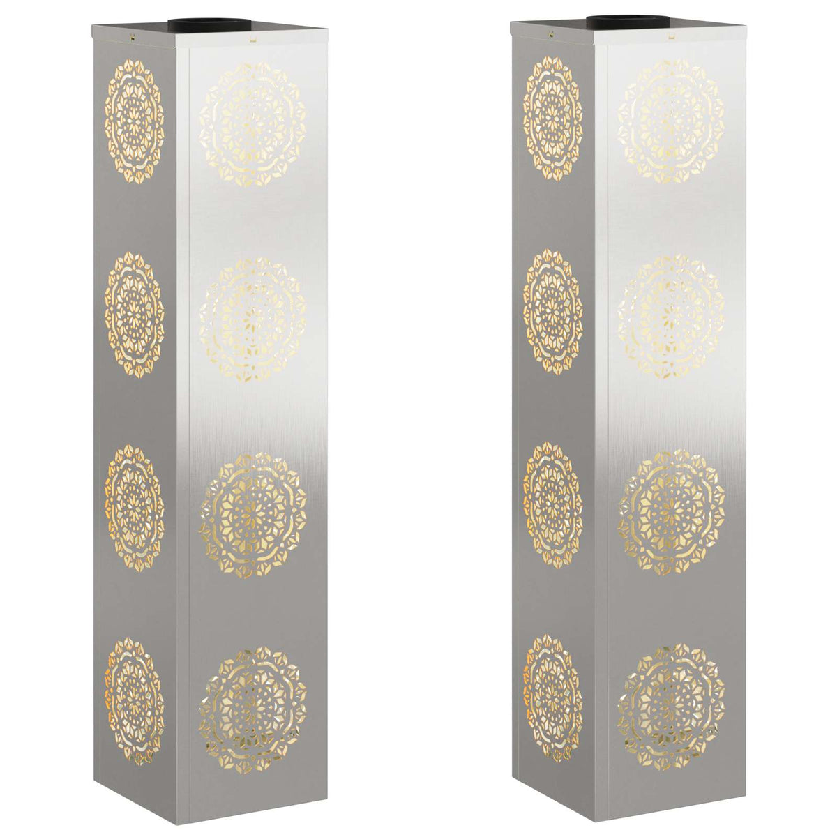 VidaXL Solar-LED-Wegeleuchte 2 Stk. Silber Edelstahl