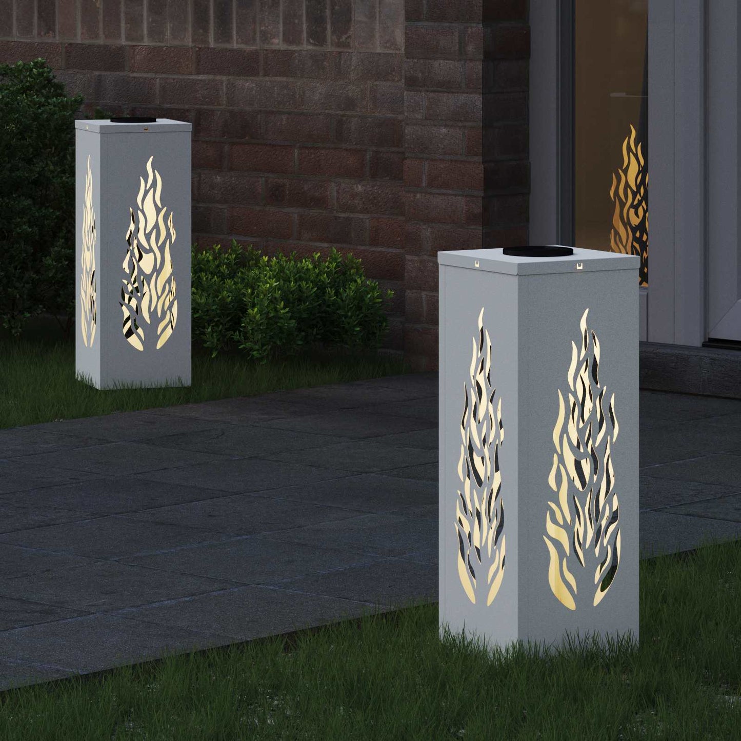VidaXL Solar-LED-Wegeleuchte 2 Stück weiß kaltgewalzter Stahl