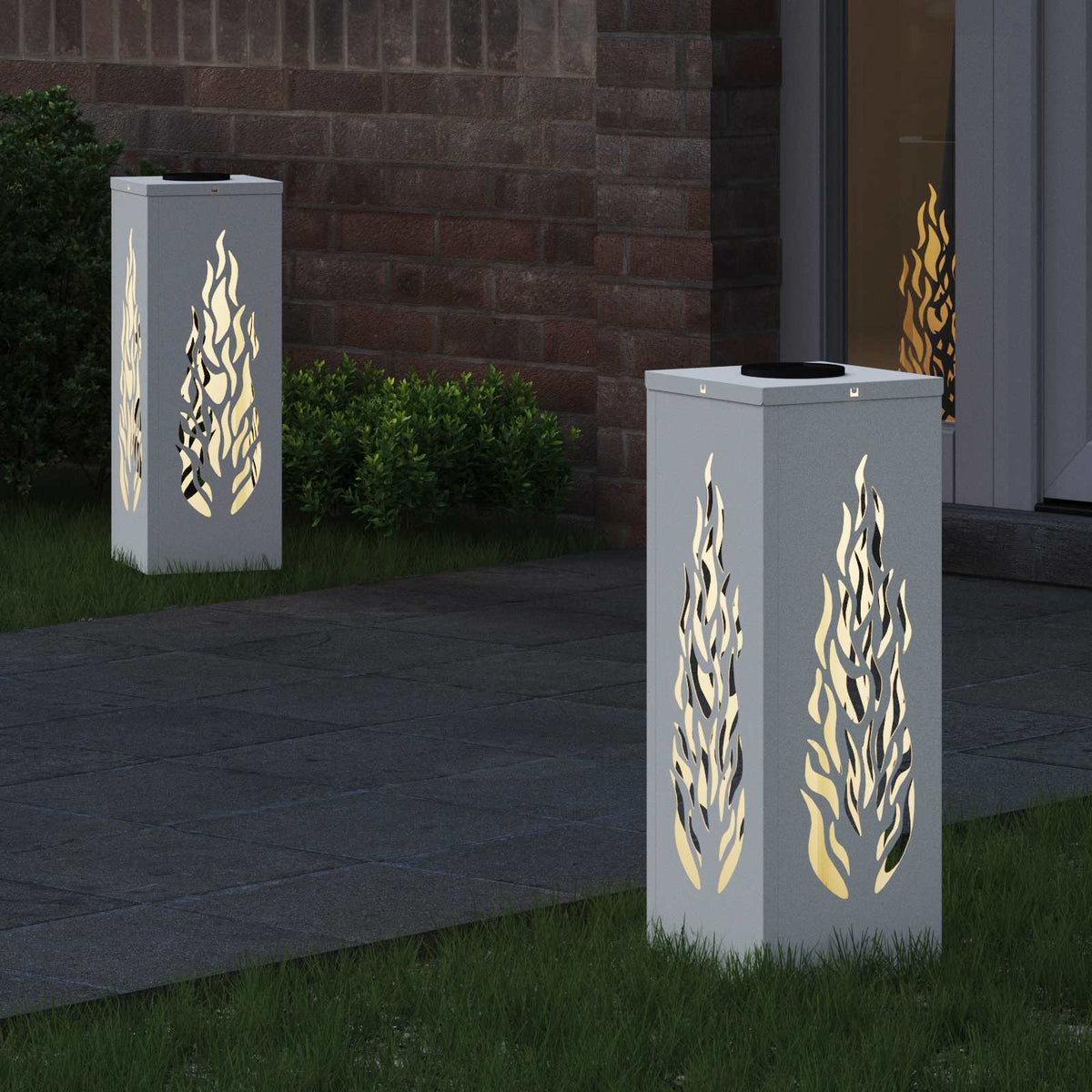 VidaXL Solar-LED-Wegeleuchte 2 Stück weiß kaltgewalzter Stahl