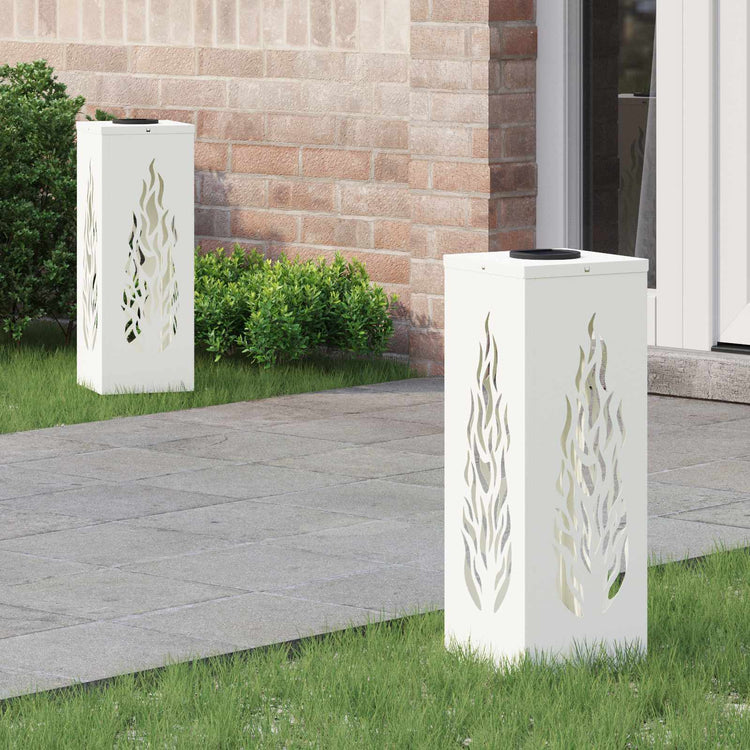 VidaXL Solar-LED-Wegeleuchte 2 Stück weiß kaltgewalzter Stahl