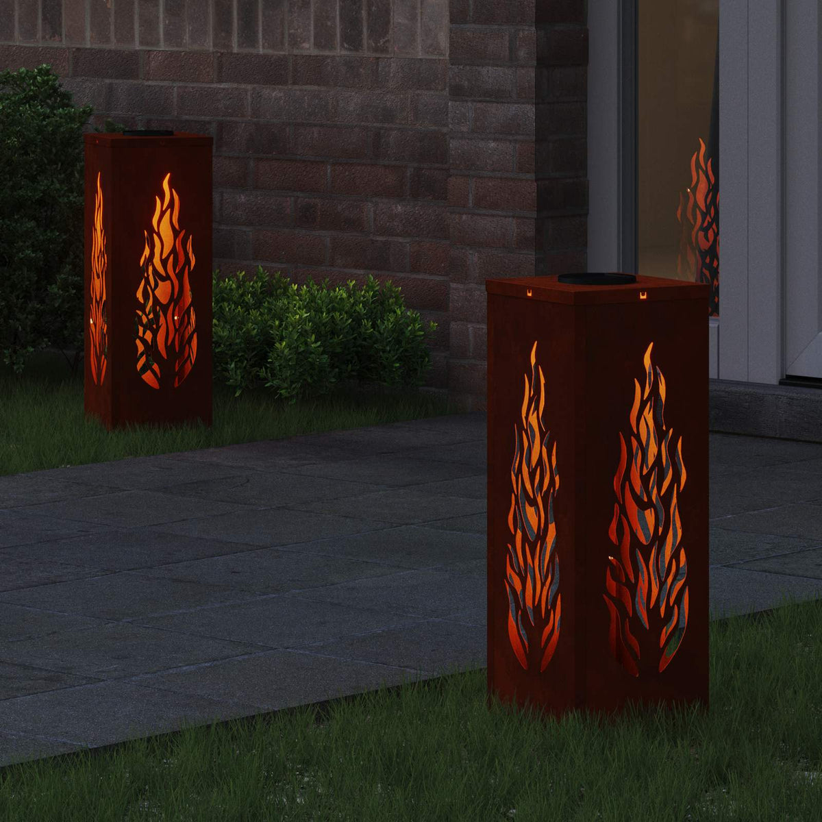 VidaXL Solar-LED-Wegeleuchte 2 Stück bronzefarbener Cortenstahl