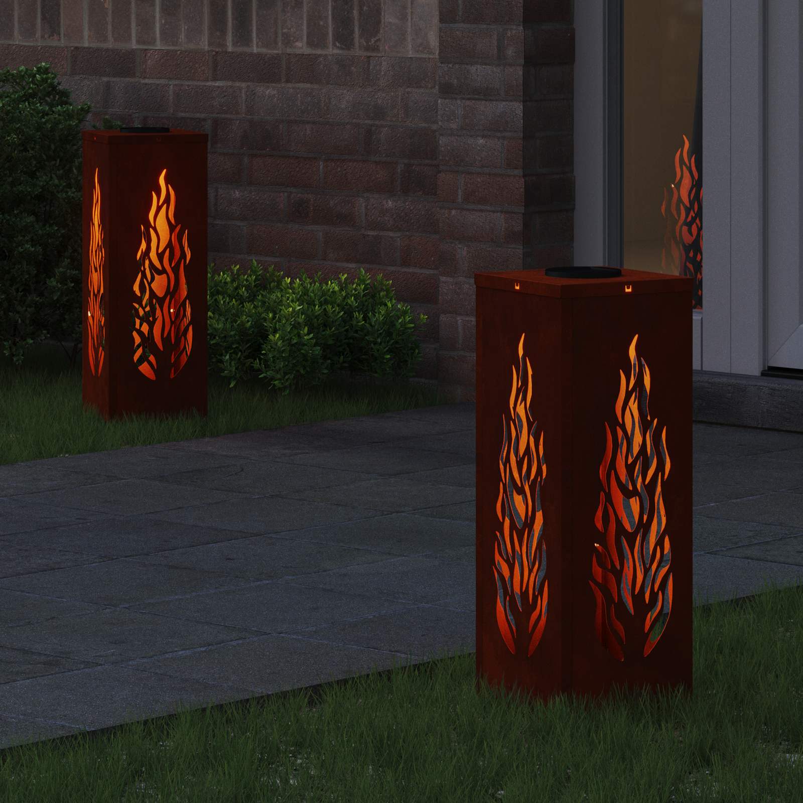 VidaXL Solar-LED-Wegeleuchte 2 Stück bronzefarbener Cortenstahl