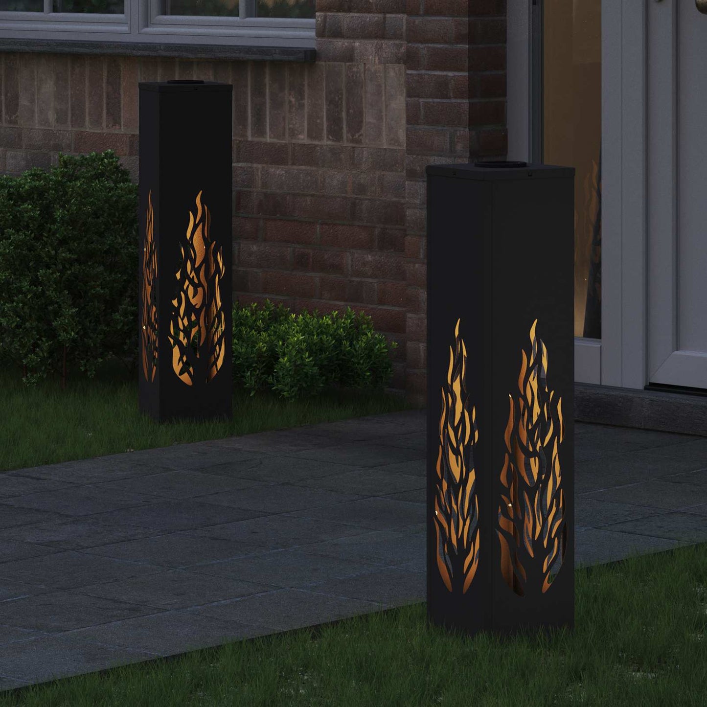 VidaXL Solar-LED-Wegeleuchte 2 Stück schwarz kaltgewalzter Stahl