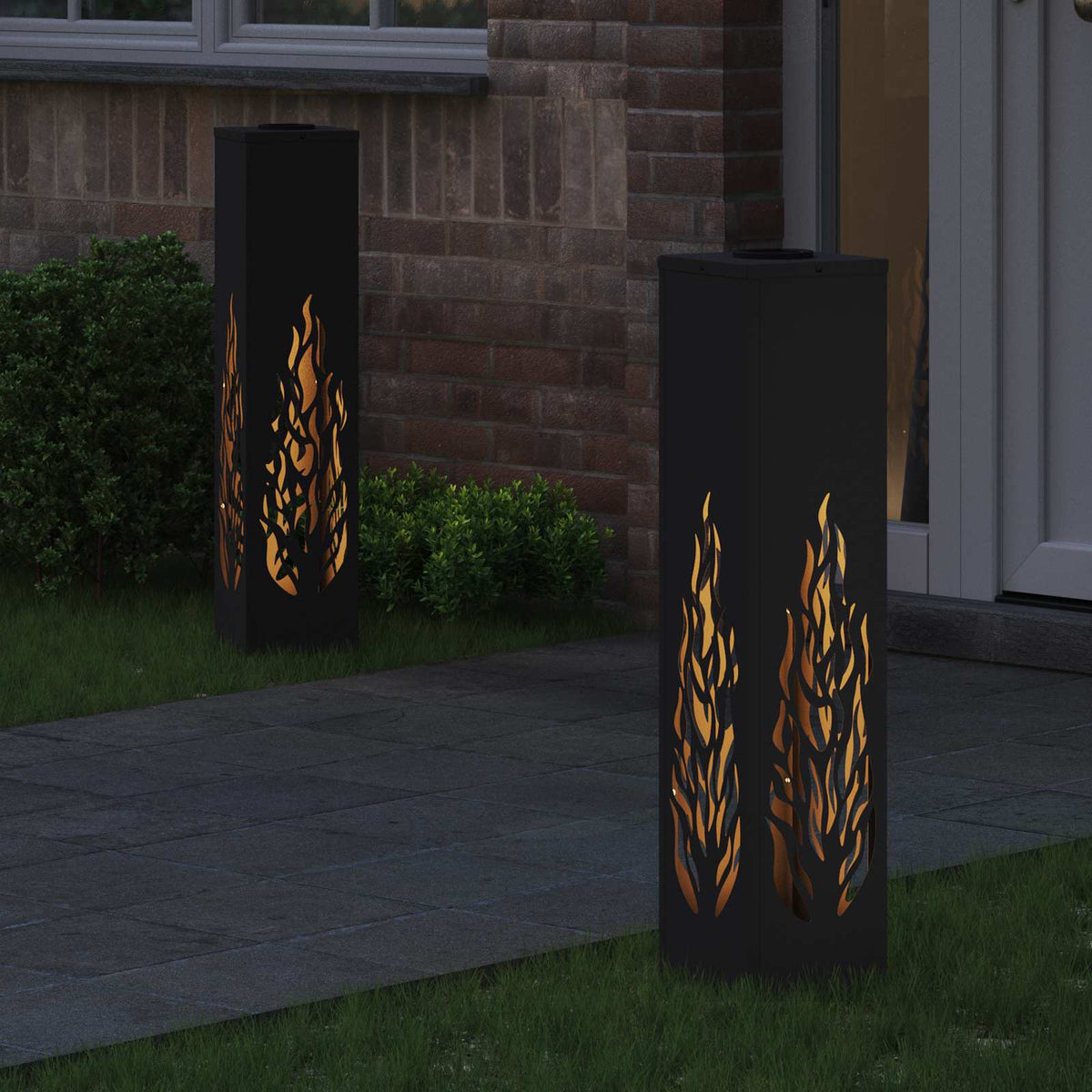 VidaXL Solar-LED-Wegeleuchte 2 Stück schwarz kaltgewalzter Stahl
