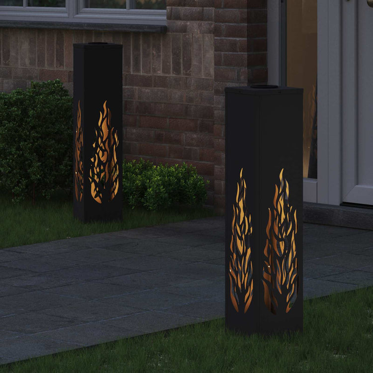 VidaXL Solar-LED-Wegeleuchte 2 Stück schwarz kaltgewalzter Stahl