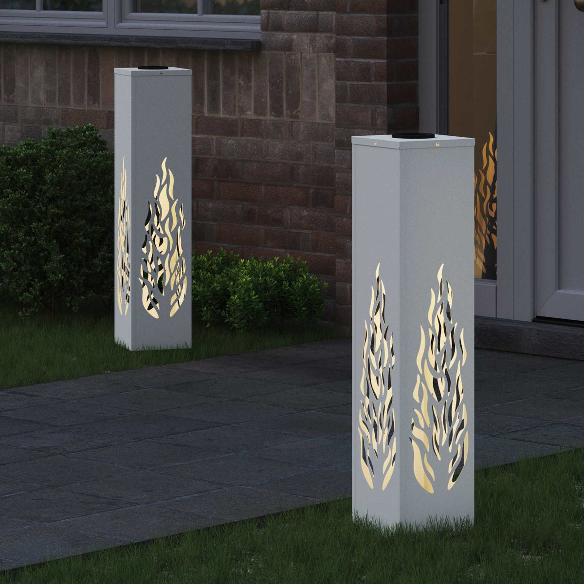 VidaXL Solar-LED-Wegeleuchte 2 Stück weiß kaltgewalzter Stahl