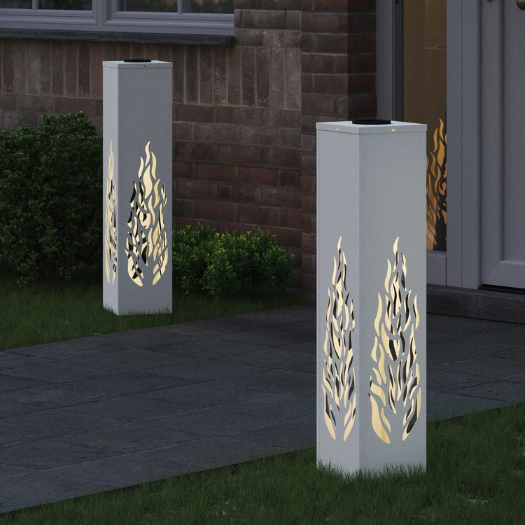 VidaXL Solar-LED-Wegeleuchte 2 Stück weiß kaltgewalzter Stahl