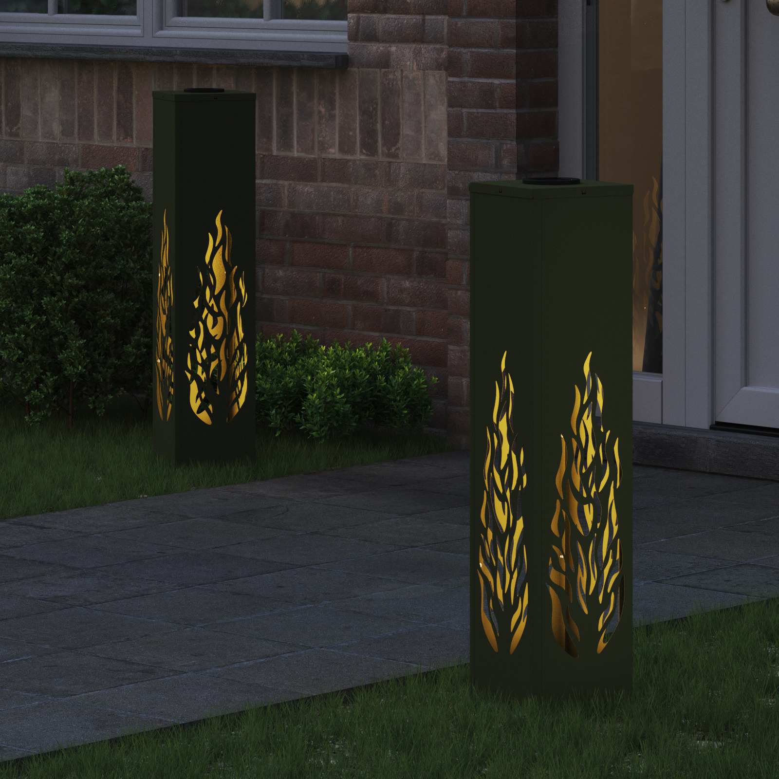 VidaXL Solar-LED-Wegeleuchte 2 Stück olivgrüner kaltgewalzter Stahl