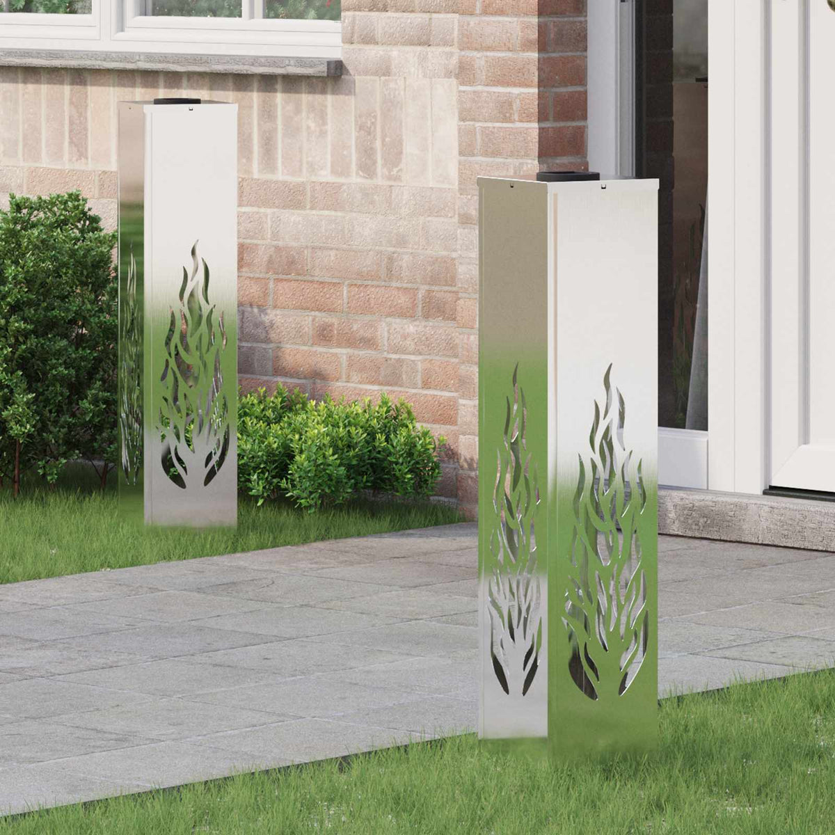 VidaXL Solar-LED-Wegeleuchte 2 Stk. Silber Edelstahl